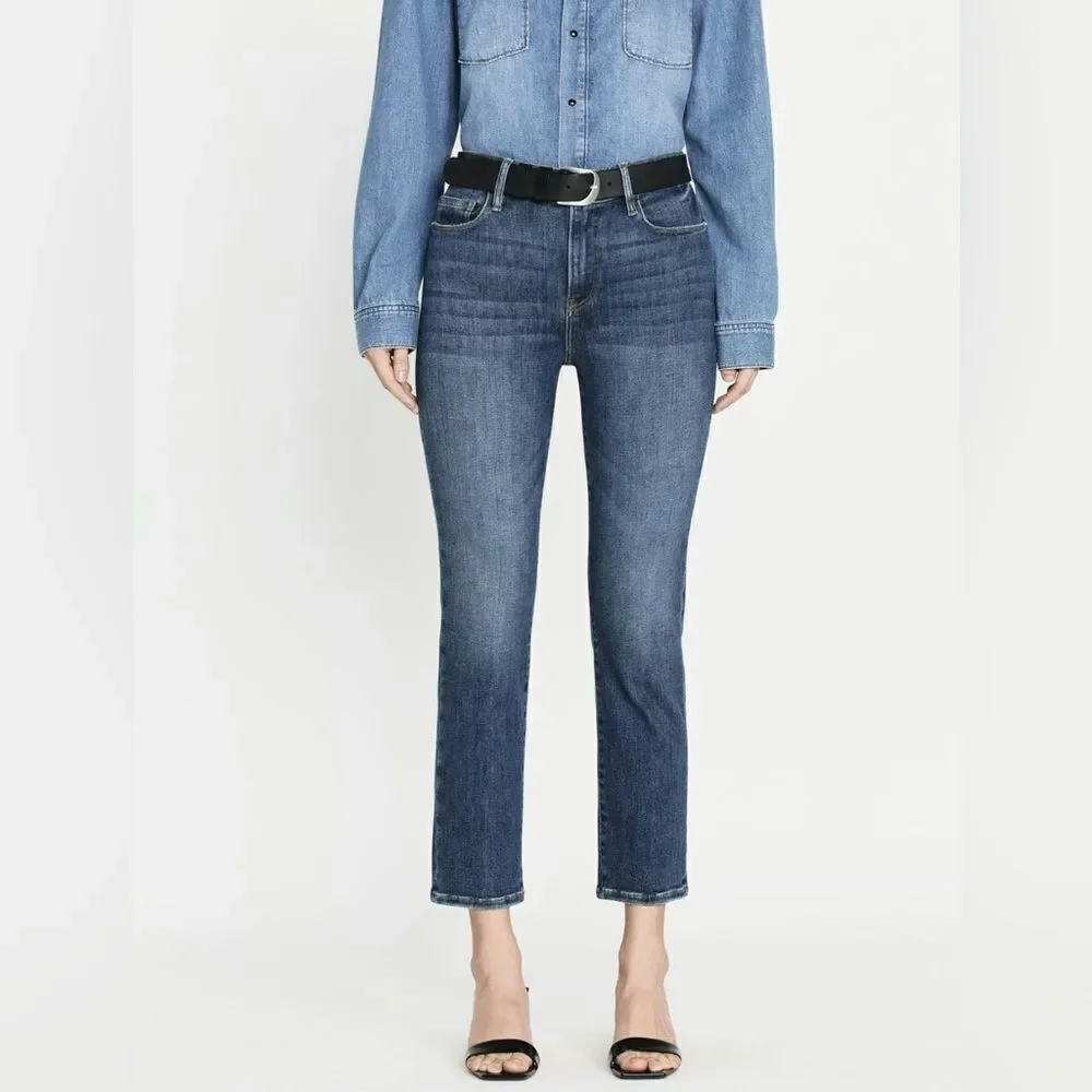 Frame Le High Straight Bestia Mid Wash Jeans size 29